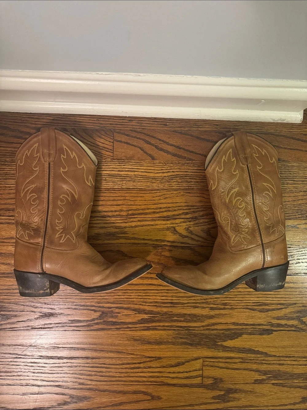 Old West Kids Brown Cowboy Boots with Tonal Stitching